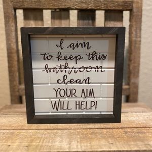 I Aim To Keep This Bathroom Clean Your Aim Will Help Wood Sign, Bathroom Decor